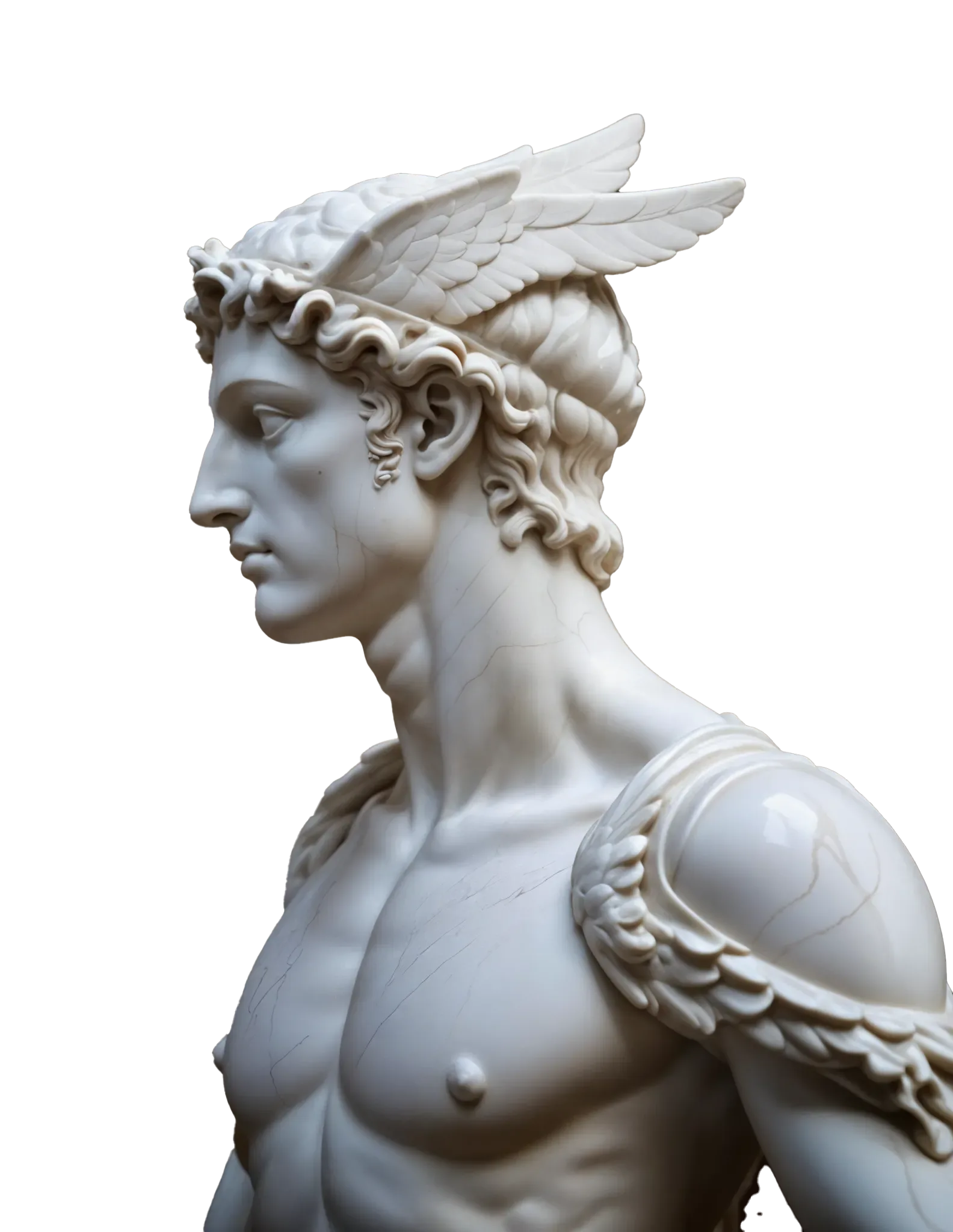 White marble sculpture of Hermes