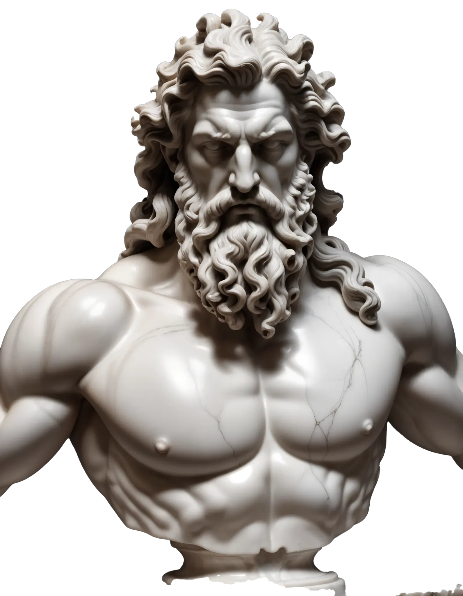 White marble bust of Poseidon